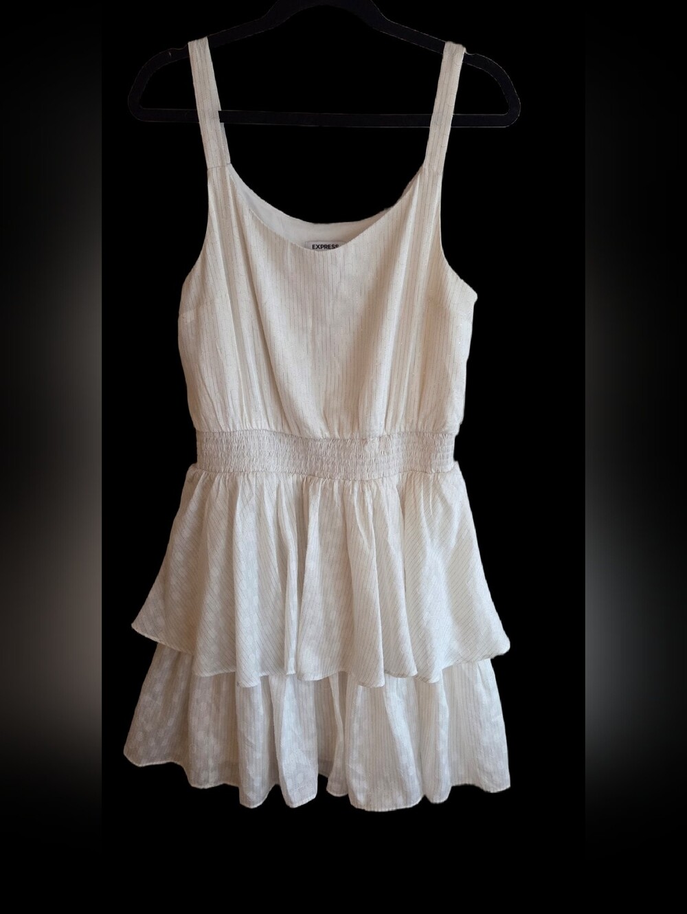 Express White Dress With Gold Threading Size Medium